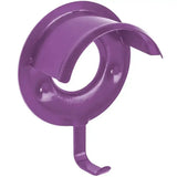 Purple metal perry equestrian bridle bracket with curved hook designed to help headcollars maintain shape