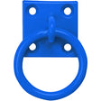 Bright blue painted metal perry equestrian chain ring mount with four holes for secure equestrian chain ring attachment