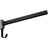Black metal perry equestrian fold down saddle rack with sleek cylindrical bar and sturdy j-shaped hook for saddle racks hold