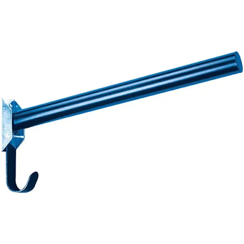 Blue metal wall-mounted hook with curved end and flat bracket for perry equestrian fold saddle rack to hold saddles