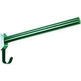 Green metal perry equestrian fold down saddle rack with curved hook to hold saddles and gear mounted on wall