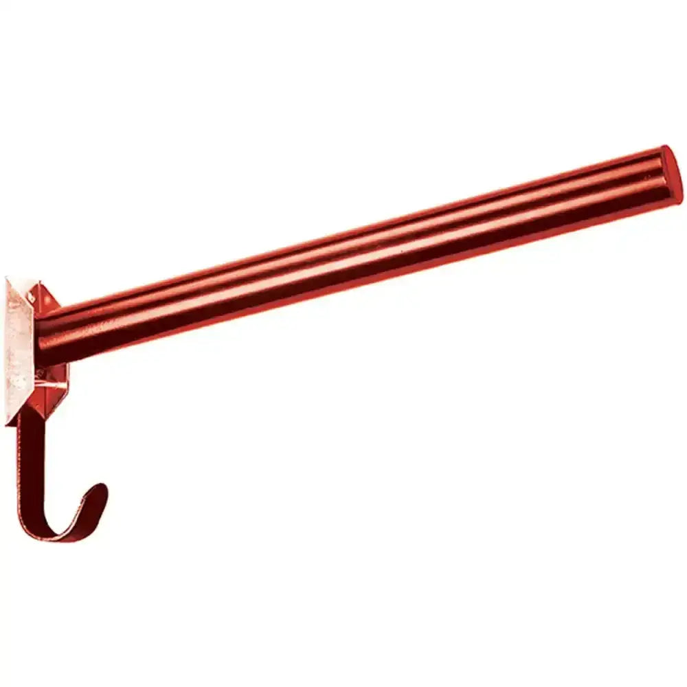 Red metallic perry equestrian fold down saddle rack wall-mounted hook with curved end and rectangular plate