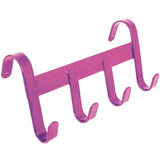 Purple metallic heavy duty perry equestrian handy hanger over the door rack with four curved hooks for easy hanging