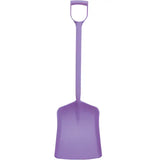 Purple perry equestrian one piece moulded polypropylene shovel with d-shaped handle and wide curved blade