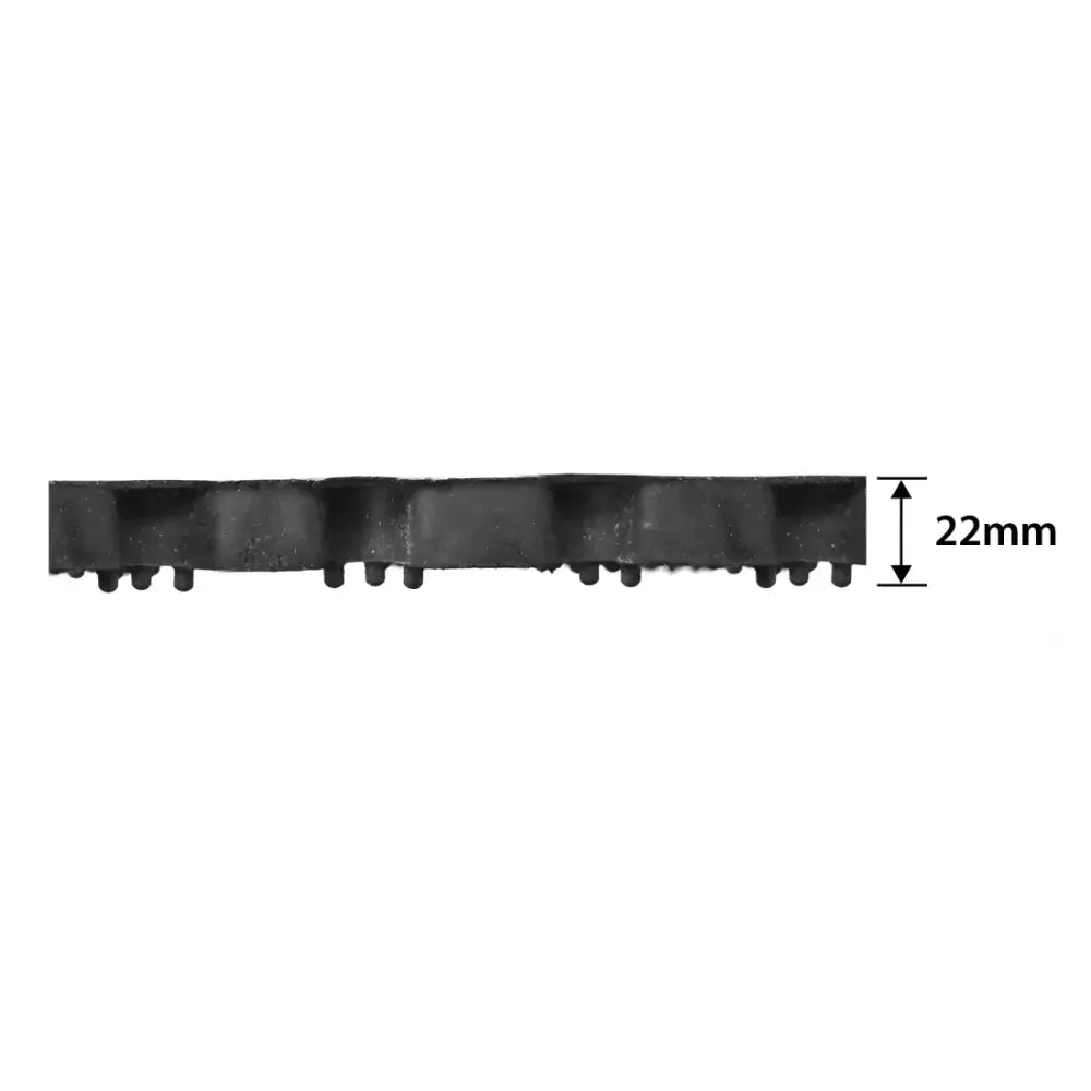 Black rubber perry equestrian rubber grass matting backside showing raised nubs and hollow openings for wash-down areas