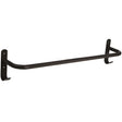 Black metal towel rack with curved design and mounting brackets from perry equestrian rug rail no 527