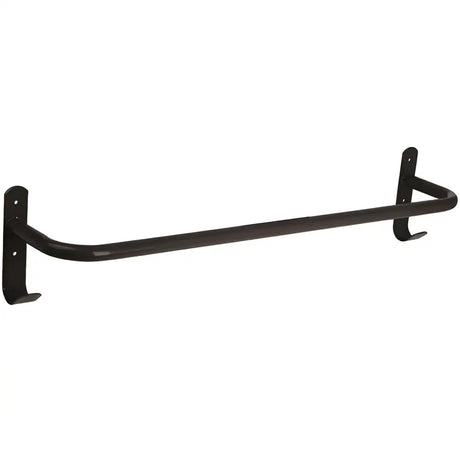 Black metal towel rack with curved design and mounting brackets from perry equestrian rug rail no 527