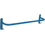 Blue metal towel rack with curved design and mounting brackets from perry equestrian rug rail no 527