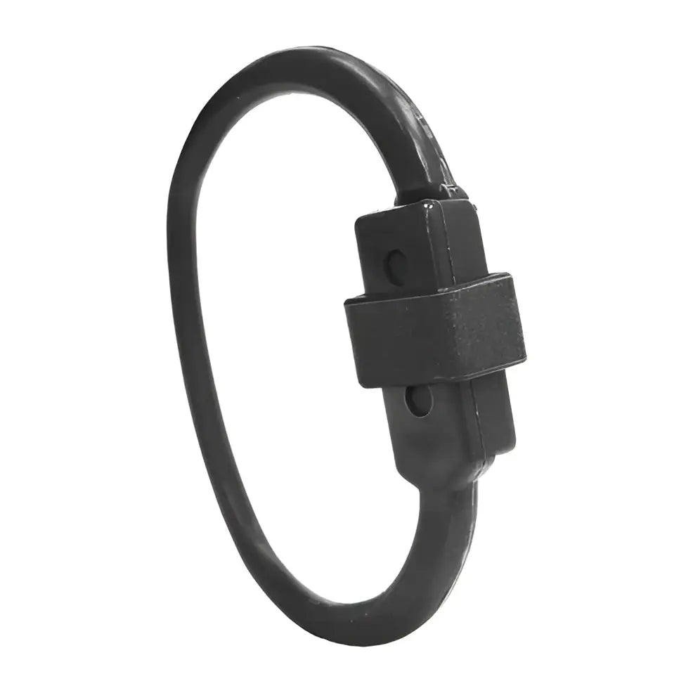 Black rubber wristband with rectangular clasp from perry equestrian safetie no 7137 for secure equestrian use