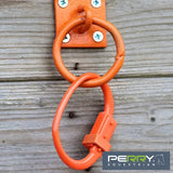 Orange painted metal horse halter ring with locking mechanism from perry equestrian safetie no 7137