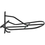 Black metal wall-mounted perry equestrian standard saddle rack with curved bars and sturdy mounting brackets