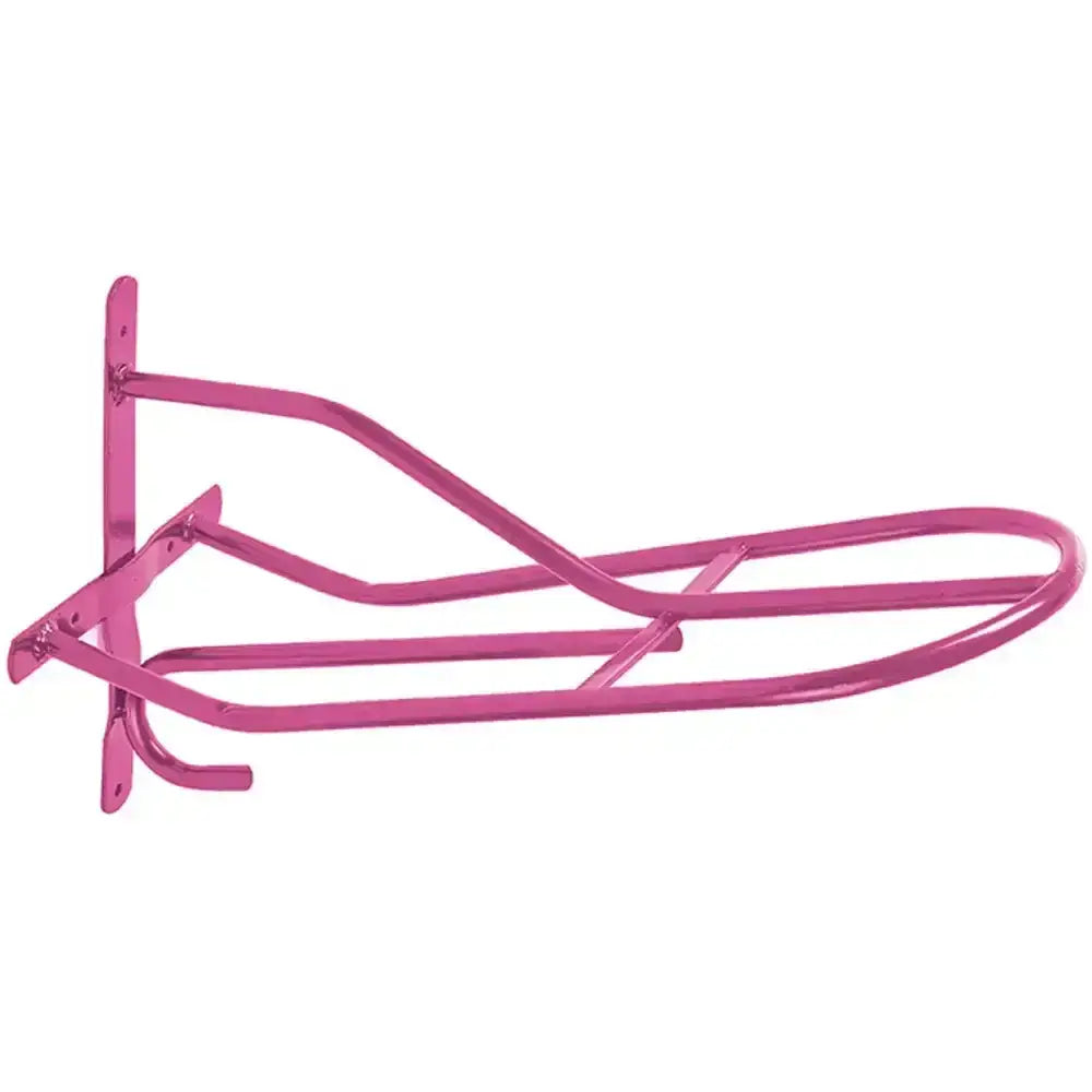 Pink metal wall-mounted horse halter rack from perry equestrian standard saddle rack no 524 for standard saddle storage