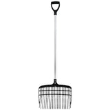 Black plastic titan shavings fork with polycarbonate head silver shaft and d-shaped handle by perry equestrian titan