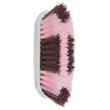 Pink and brown perry equestrian two tone softened dandy brush with white plastic handle for grooming horses