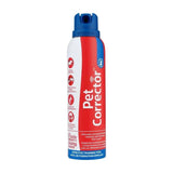 Red and white pet corrector aerosol can with blue nozzle by safe nature to stop barking and unwanted behaviour