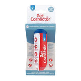 Pet corrector cylindrical red and white device with blue cap in cardboard sleeve to stop barking and unwanted behaviour