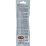The back of a silver pet fest meat package showing nutritional info for fest meat sticks chicken cat treats