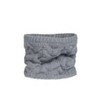 Gray knitted cable knit neck warmer with chunky textured weave pikeur snood chimney fashionable chimney scarf neck