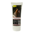 White tube of smart grooming plaiting gel with black label showing a horse neck and red ribbon clear gel providing tackiness