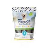 Proden plaqueoff dental care bones in a clear resealable bag with green and white labeling for dental care