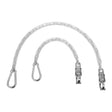 Silver-toned plastic coated chain long with transparent flexible design and metal carabiner clips at each end