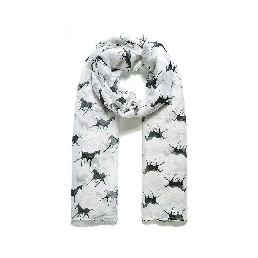 Platinum Blaze Printed Horse Scarf White Headwear & Neckwear