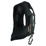 Black leather motorcycle helmet with integrated headlight and chain accessory shown with point two proair body protector