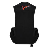 Back of black sleeveless point two proair body protector vest with red air jackets logo and checkmark design