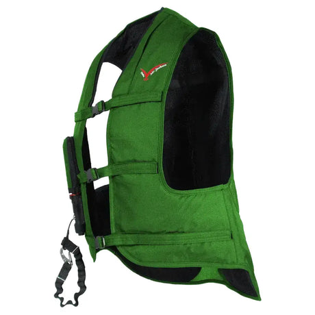 Point Two ProAir emerald green equestrian air vest with black mesh back and adjustable straps for a comfortable fit