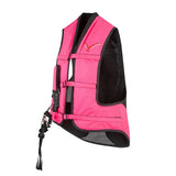 Bright pink and black mesh point two proair florescent equestrian air vest with adjustable straps and secure buckle system