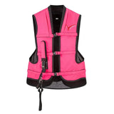 Bright pink and black point two proair equestrian air vest with mesh panels adjustable straps and side-mounted holster