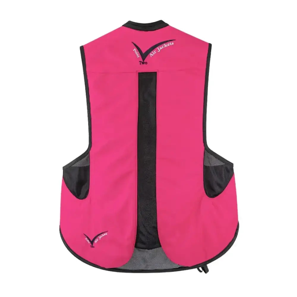 Bright pink and black point two proair equestrian air vest with mesh side pockets and central ventilation for comfortable fit