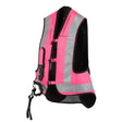 Bright pink proair air vest with reflective silver stripes and black trim designed for equestrian air vests use