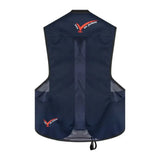 Dark blue lightweight point two proair equestrian air vest with mesh side pockets and black drawstring for comfortable fit