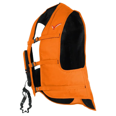Bright orange and black point two proair equestrian air vest with comfortable fit and visible brand logo on chest