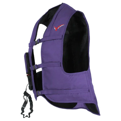 Point two proair purple equestrian air vest with black mesh lining adjustable straps and comfortable fit