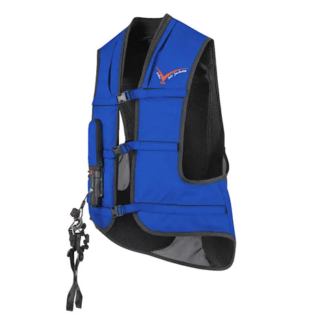Point two proair royal blue equestrian air vest with black gray accents and adjustable straps for comfortable fit