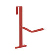 Red metal door hook with curved arm and white plastic tip for portable saddle rack single ideal for outdoor requirements