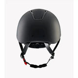 Black matte premier equine endeavour horse riding helmet with sleek design and subtle gray accent lines on top