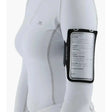 Black premier equine neoprene medical arm band with transparent window showing handwritten personal info