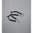 Black and silver horse spur set with sleek curved design featuring premier equine rubber covered bobble spurs