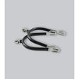 Black rubber coated premier equine covered roller spurs with steel roller balls and adjustable straps for horses
