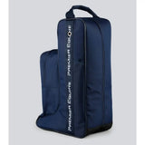 Navy premier equine team tall boot bag with storage featuring black trim and top handle perfect tall boot bag