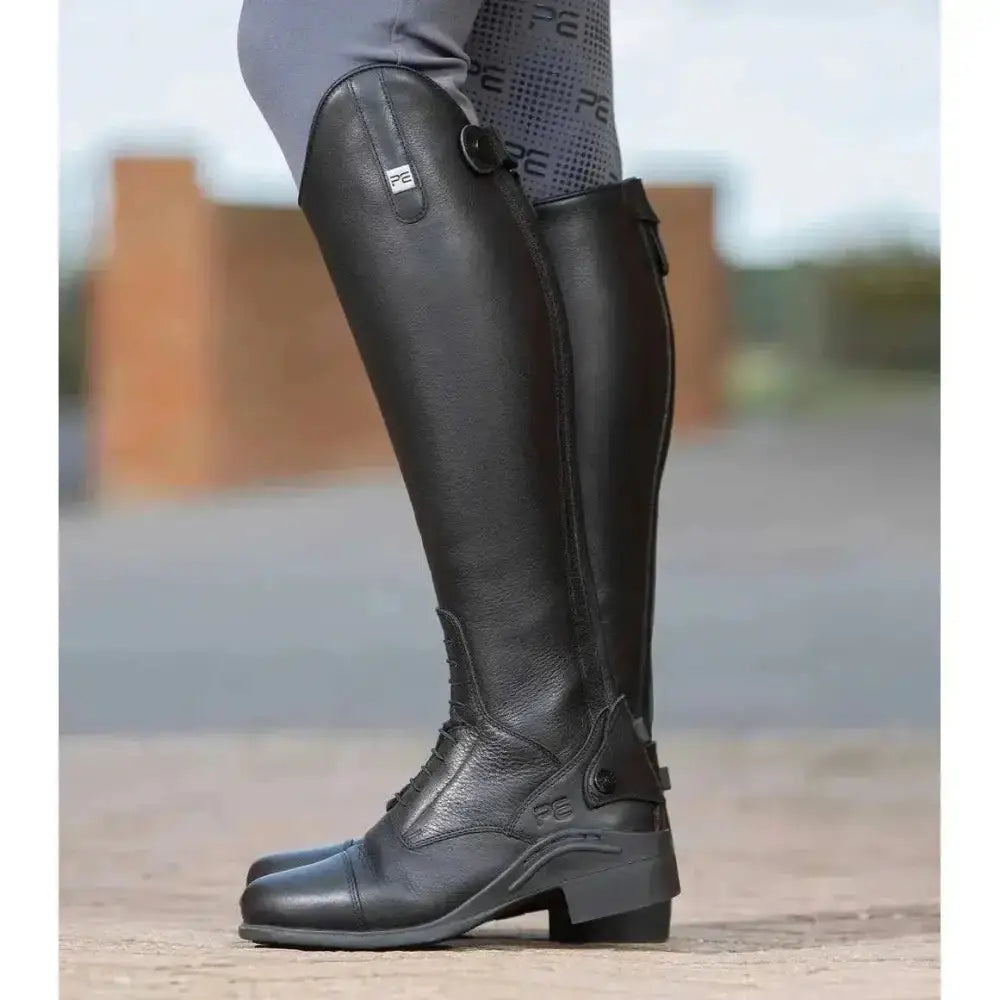 Black leather premier equine vallardi ladies leather field tall riding boots with sleek polished finish and subtle branding
