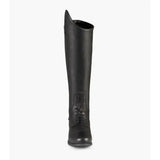 Black leather riding boot with sleek tall design and lacing system from premier equine vallardi ladies leather field tall