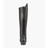 Back view of premier equine vallardi ladies leather field tall riding boot in black with a zipper and sturdy heel