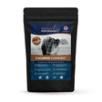 Black resealable pouch of premier performance calming cookies cinnamon horse supplement with rider and horse label