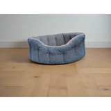Premium Orkney Tweed Fleece Lined Bolster Beds Blue Intermediate Dog Beds