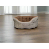 Premium Orkney Tweed Fleece Lined Bolster Beds Brown Intermediate Dog Beds
