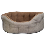 Premium Orkney Tweed Fleece Lined Bolster Beds Gray Intermediate Dog Beds